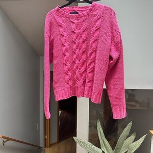 American Eagle Outfitters Fuchsia Cable Knit Sweater